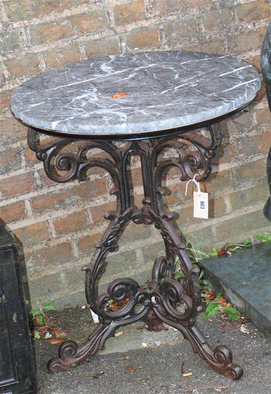 Cast iron marble top table